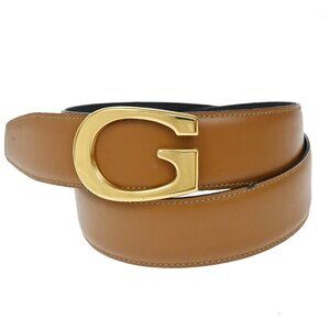 GUCCI G Logo Reversible Belt 70/28 35mm Leather Brown Blue 168-082725